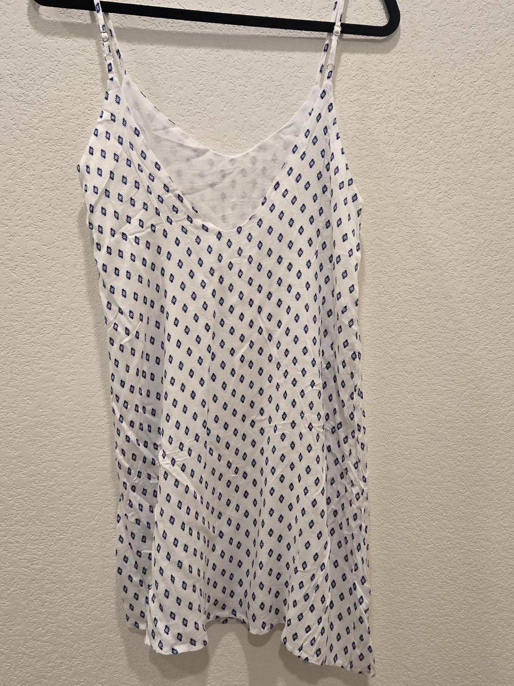 Lulu's NEW White Slip Dress with Blue Diamond Print
